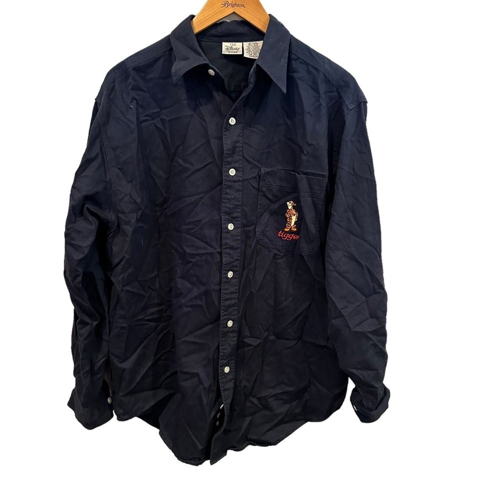 Disney Store Shirt medium Tigger Navy pooh Button up utility workwear vintage